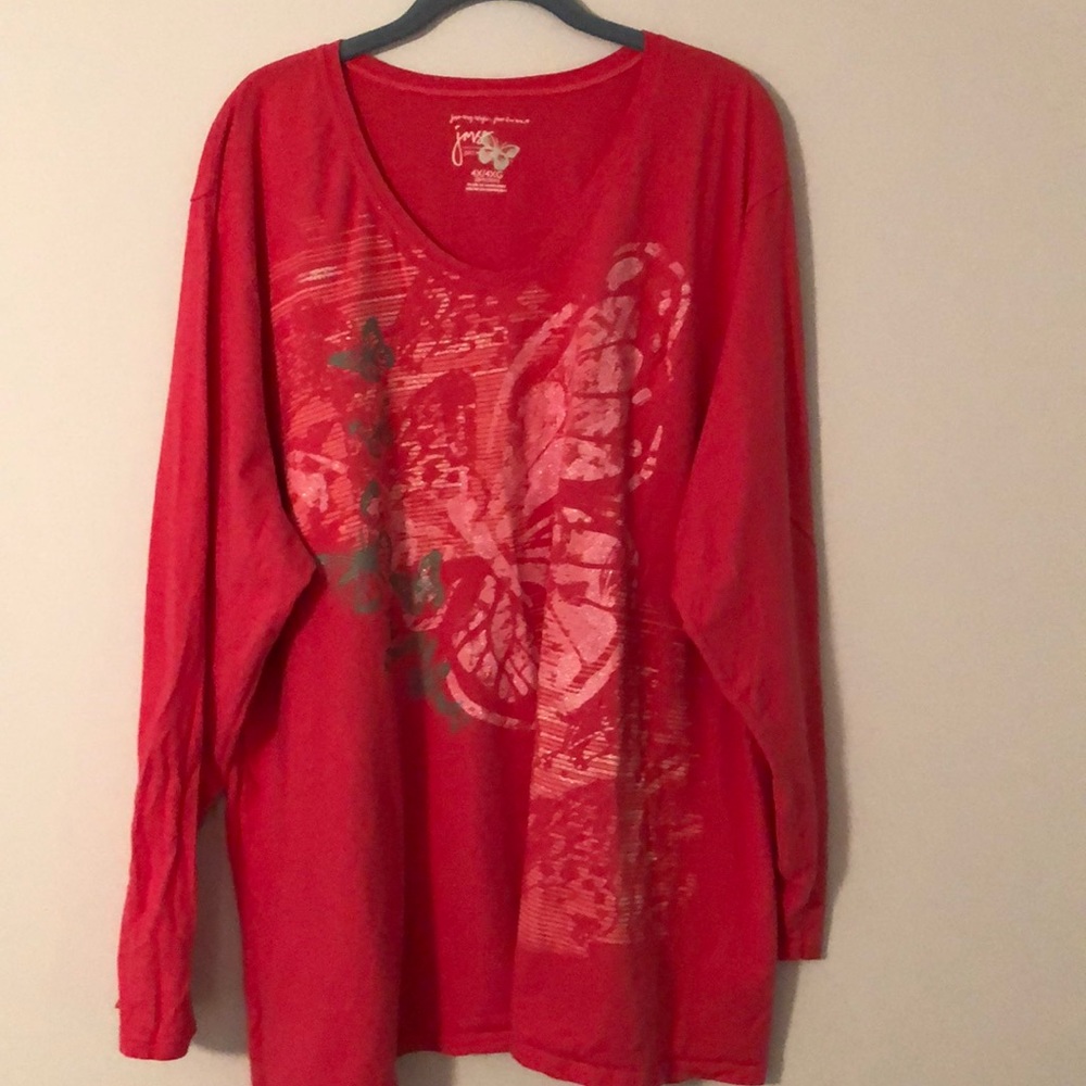 Pink Long Sleeve pattern shirt 4X